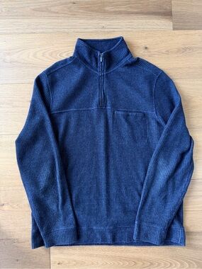 Toad & Co Organic Wool Blend Quarter Zip Sweater Blue